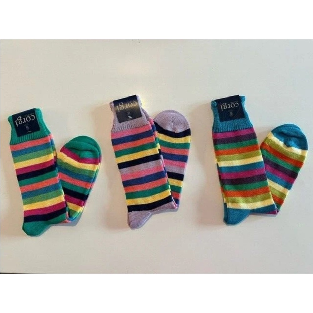 Men’s Striped Corgi Socks - 3 Pair